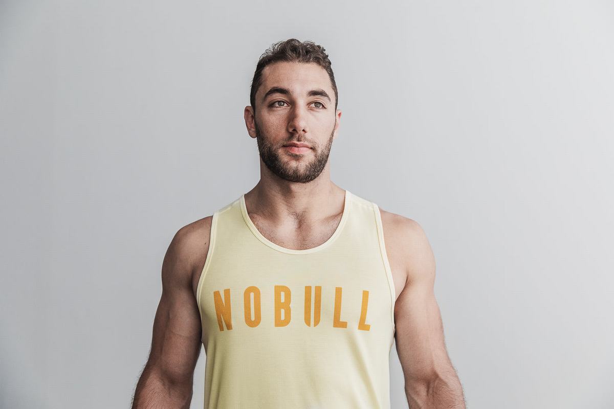 Nobull Men\'s Tank Tops Yellow | Australia (EW6285)